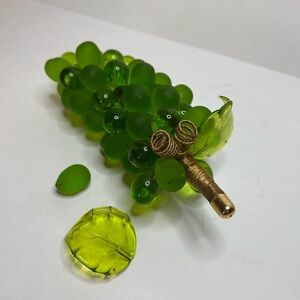 Vintage Czech Lucite Green Glass Grape Cluster Made in Italy